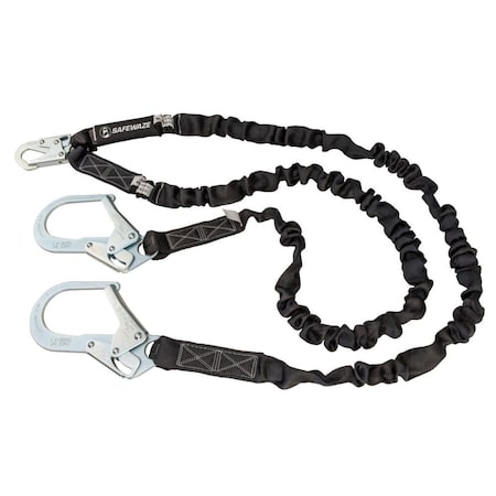 Safewaze Energy Absorbing Lanyard, 6 ft. Length, Stamped Steel, 2 Leg(s) FS88586